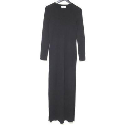 MATTEAU Long Sleeve Side Slit Rib Knit Dress, Size 3, Black Women USED