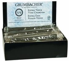 Grumbacher Jumbo Medium Vine Charcoal Sticks, 25/Box for Art, Drawing, Sketching