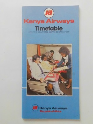 SYSTEM TIMETABLE KENYA AIRWAYS 1987/1988 ROUTE MAP