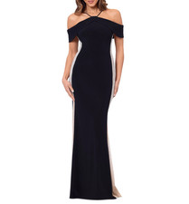XSCAPE Women's Embellished Halter Jersey Dress MSRP $299