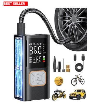 Efficient Portable Air Pump for Quick Tire Inflation - Digital Display Included
