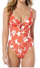 Vince Camuto Women's Size 6 One-Piece Floral Swimsuit Tie-Front Tangerine NWT