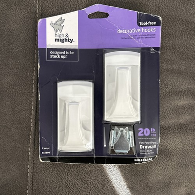 #ad #ad Hillman High and Mighty 20 Lb. Capacity White Rectangular Decorative Hook 515800 $5.95