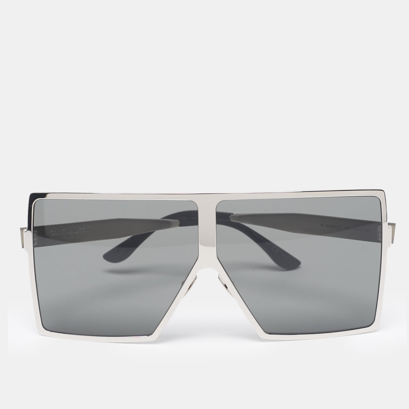 Occhiali da sole Saint Laurent tono argento grigio SL182 Betty Shield