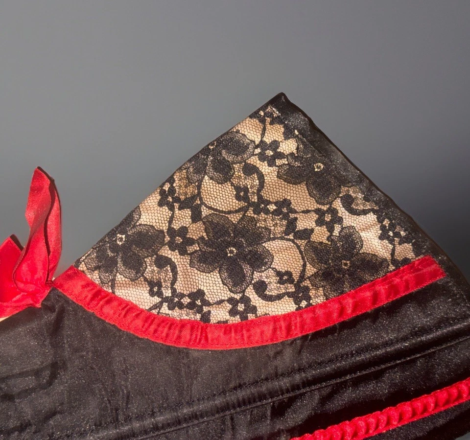 Nuevo con etiquetas Corsé Leg Avenue Plus Satinado Silueta Rojo Negro con Encaje 1x/2x Sexy Lugar Foto 4 de 4