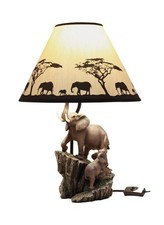 Ebros Gift African Safari Elephant Family Migration Desktop Table Lamp Statue...