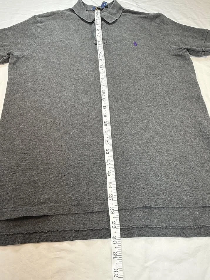 Рубашка поло Polo Ralph Lauren серая хлопковая пике мужская размер Large Pony опрятная - Изображение 4 из 4