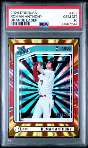 🔥📈 PSA 10 2024 Donruss Roman Anthony  Rated Prospect Orange Laser /299 (POP2)