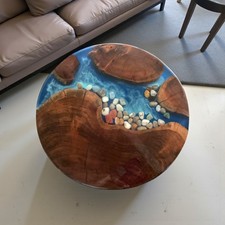 Resin Rock Epoxid Tisch Runde Form Sofa Mitte Flur Holztisch Individuelle Dek...