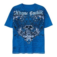 Camiseta Xtreme Couture Para Hombre XL Azul Rey Muerto Calavera Corona MMA Estampado Gráfico
