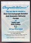 2025 Topps Chrome CeeDee Lamb Auto Gold Geometric Refractor #/50 Cowboys