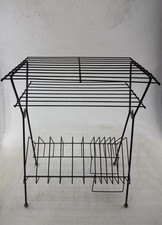VTG MCM Mid Century Modern Black Metal Wire Magazine Record Rack Table