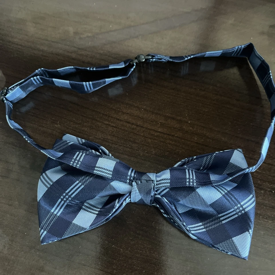 Pajarita ajustable a cuadros azul Elegance By Retreez Foto 3 de 4