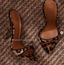 Pantofole stampa leopardata scarpe donna tacco alto a spillo punta aperta sandali mules