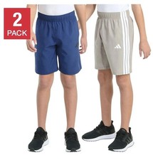 NWT Boys Adidas 2 Pack Active Shorts Blue/Tan Size M 10 12