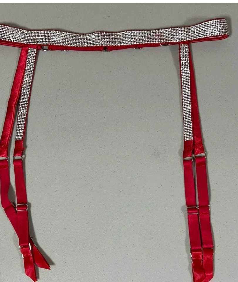 Cinturón liguero Victoria's Secret brillante estrás M/L rojo nuevo con etiquetas Foto 3 de 3
