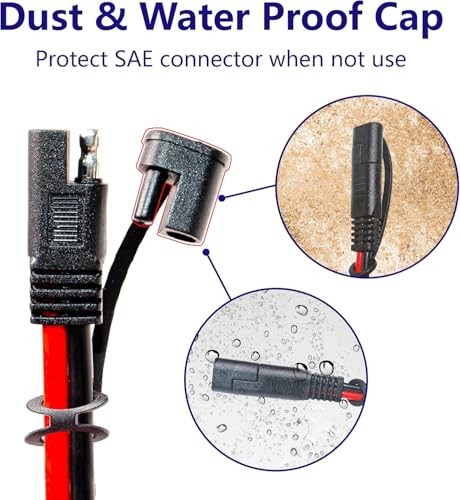 10AWG 2FT Charger Cable, SAE to O Ring Terminal Quick Disconnect 10awg2ft