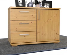 Nobis Kommode Sideboard 1-Türig 3 Schubladen 100% Bio Kiefer Massivholz