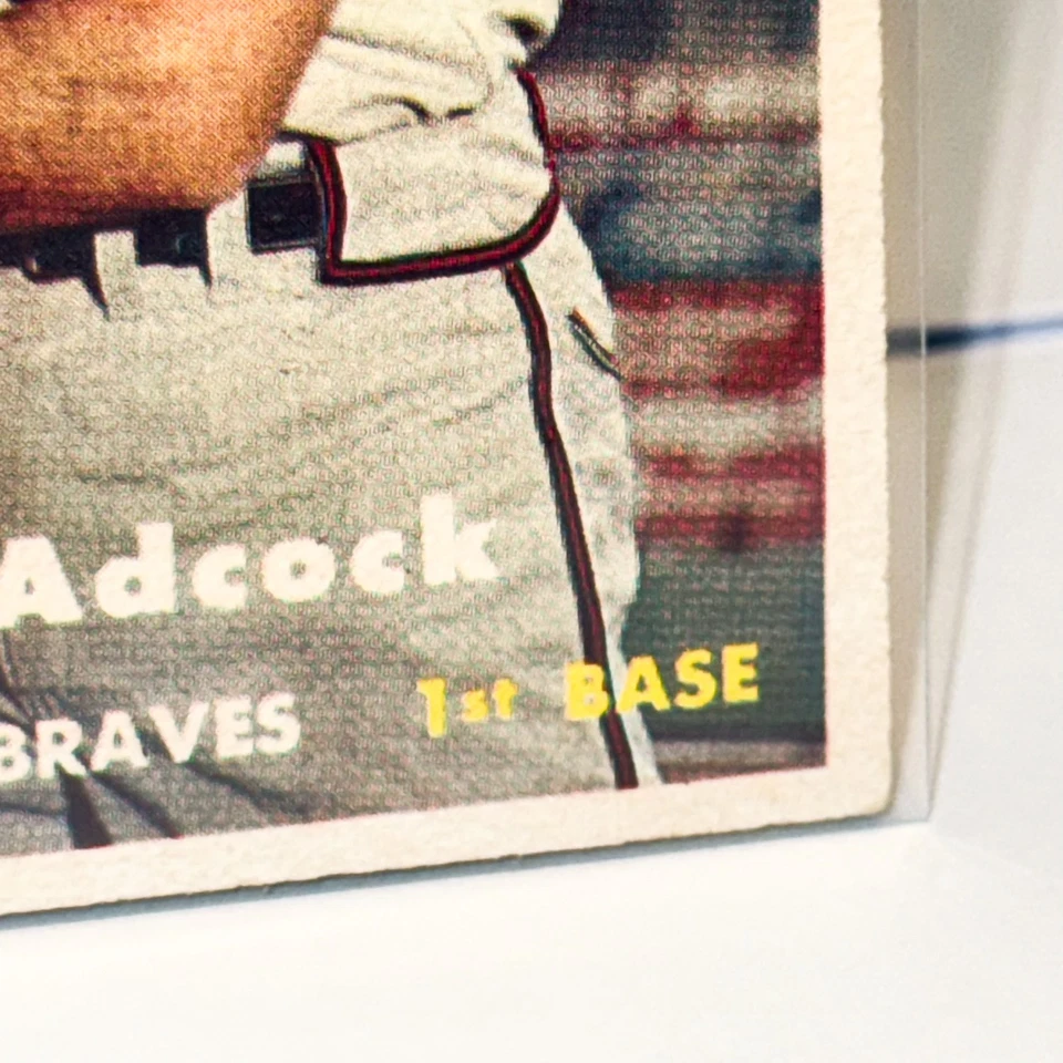 Vintage 1957 Topps Baseball #117 Joe Adcock NM Vibrant Milwaukee Braves MLB - Image 4 of 4