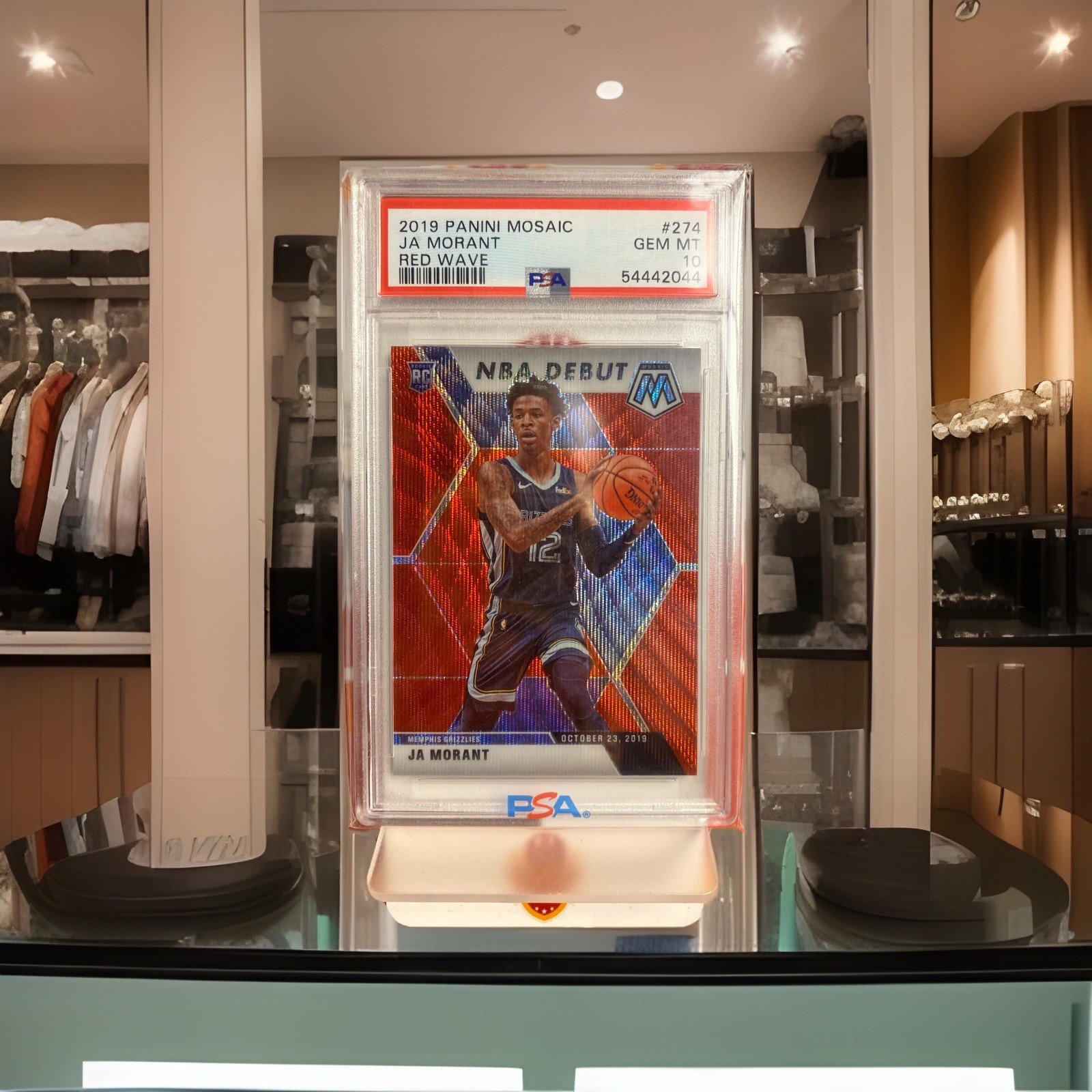 2019-20 Panini Mosaic - NBA Debut Ja Morant #274 Red Wave Prizm (RC) PSA 10