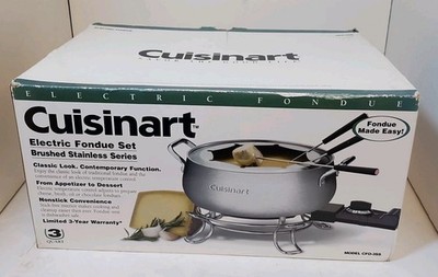NIB Cuisinart Electric Fondue Pot Complete Stainless Steel Set New 3 Qt CFO-3SS
