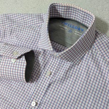 Twillory Dress Shirt Mens 15 34/35 White Blue Purple Stretch L/S Trim Fit