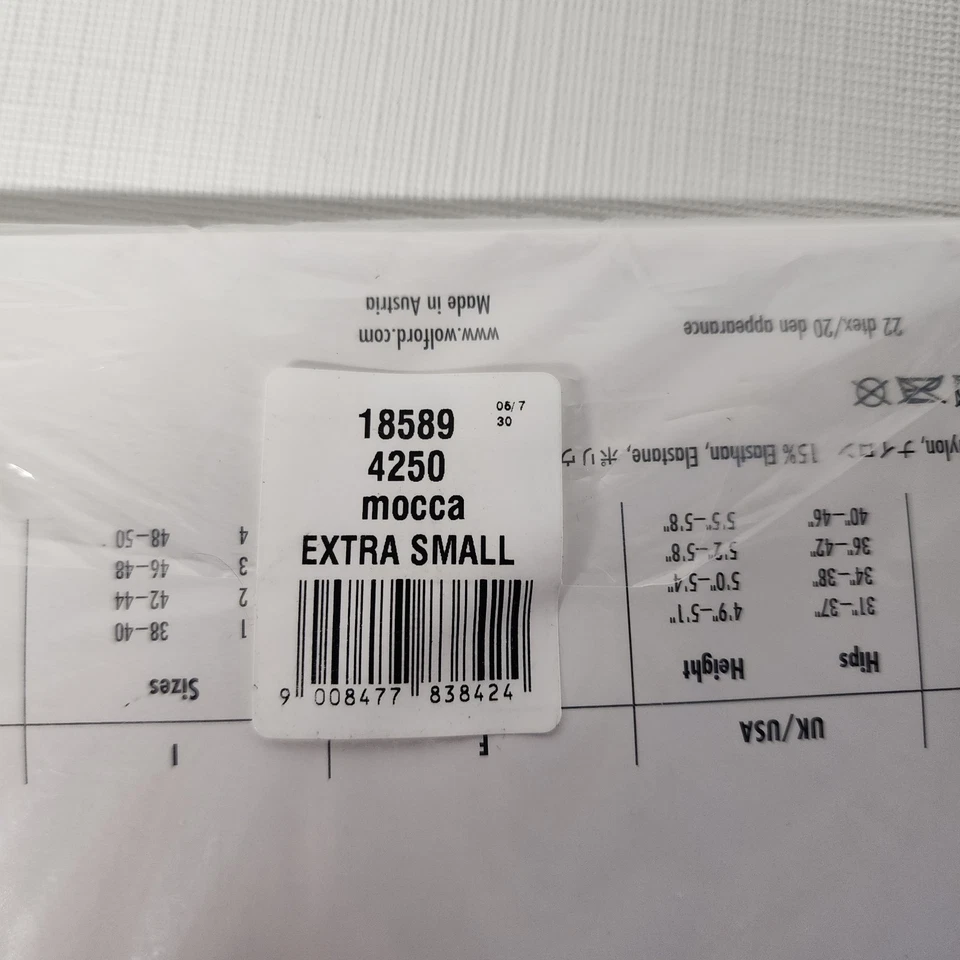 Medias Wolford Mocha Extra Pequeñas Patrón Armonía Zig Zag Costura Trasera Nuevas Foto 3 de 4