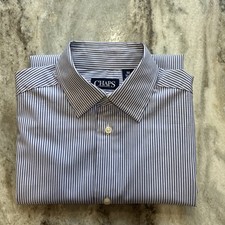 Chaps Boys Long Sleeve Dress Shirt Size M 10-12 Pin Stripes