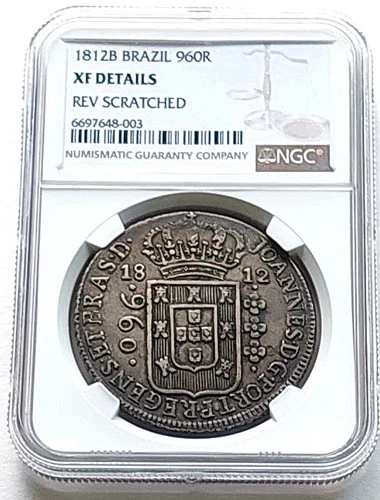 1812 B Brazil 960 R, NGC XF details , nice silver coin          #2087 , # 69-12