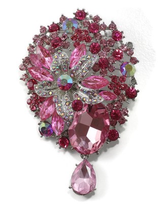 Pink Fancy Austrian Rhinestone Crystal Amazing Wedding Brooch Pin PN 33481