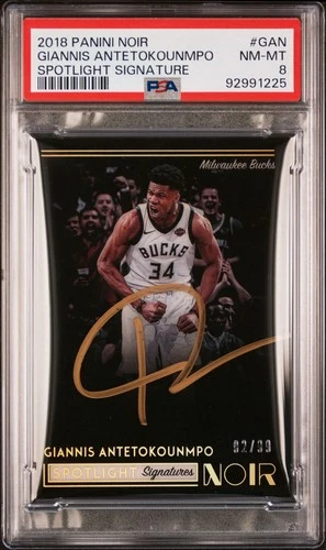 Giannis Antetokounmpo 2018-19 Panini Noir Spotlight Signatures Auto SSVGAN /99