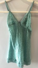 Victoria  s Secret Vintage Y2K Lace Chemise XS Aqua Blue Nightie Slip Dress EUC