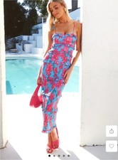 JUST REDUCED! RARE! NWT Show Me Your MuMu Stella Blue Pink Dress Garden Print