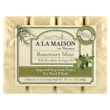 Hand & Body Bar Soap, Rosemary Mint, 4 Bars, 3.5 oz (100 g) Each