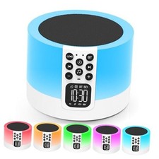Night Light Bluetooth Speaker Alarm Clock, Sound Machine with Noise, White