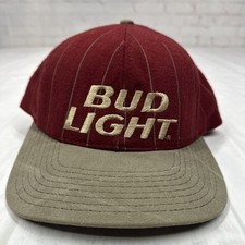 Vintage Bud Light SnapBack Cap/ Hat Maroon Adjustable Made In USA
