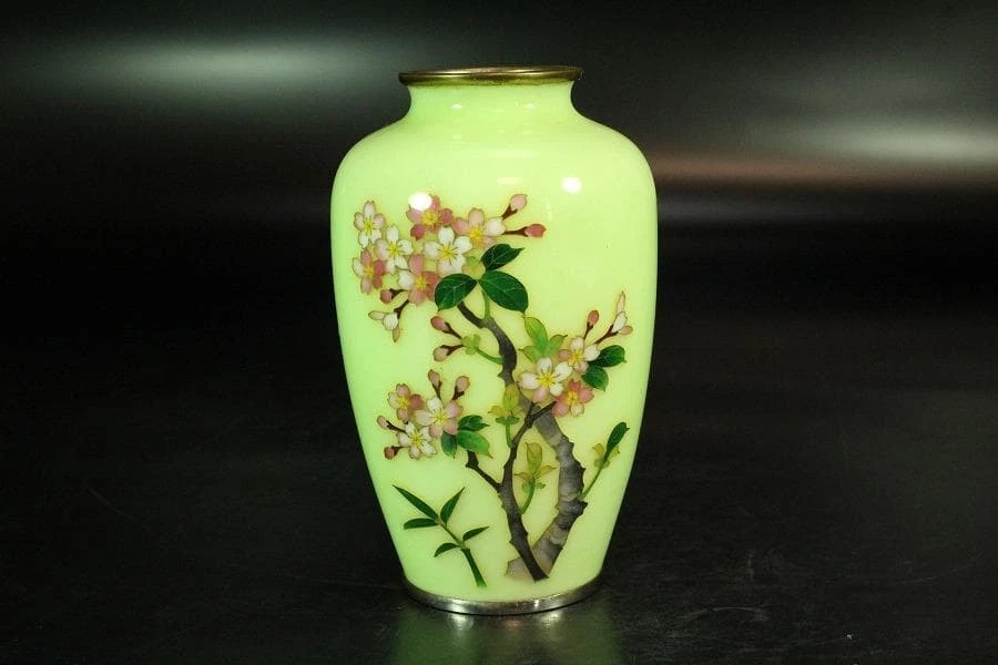 Japanische Cloisonne Vase Antik Blumen Emaille Kleine Vase Japan Vintage