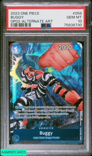2023 ONE PIECE OP02-PARAMOUNT WAR BUGGY #058 ALTERNATE ART PSA 10 GEM MT