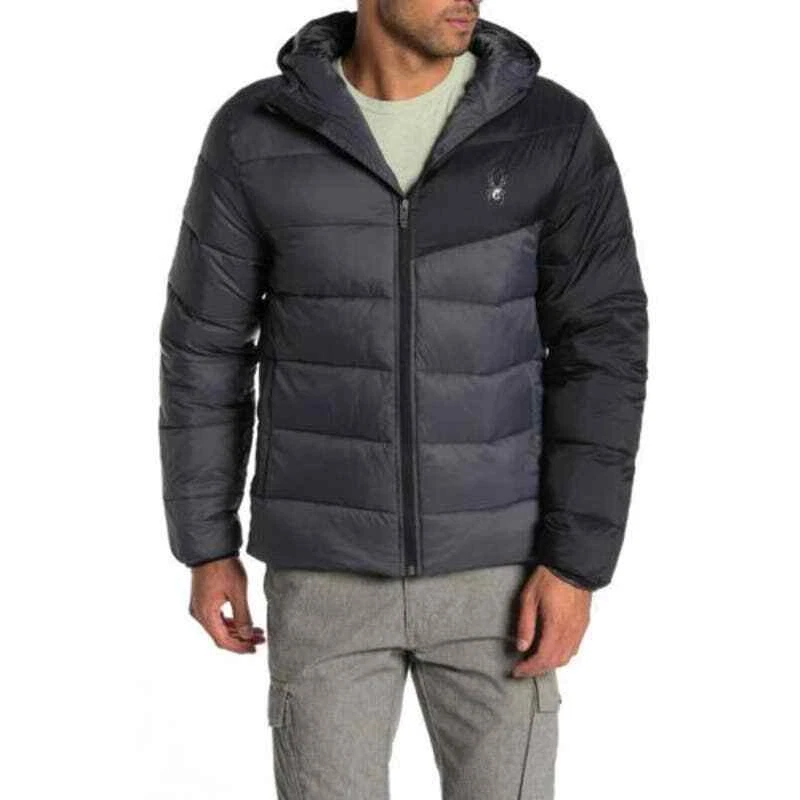 NWT SPYDER Men's Colorblock Puffer Jacket Polar grey Size Medium M
