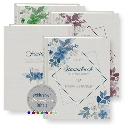 Stammbuch der Familie personalisiert Fiore grau A5 A4 Hochzeit Stammbücher Buch