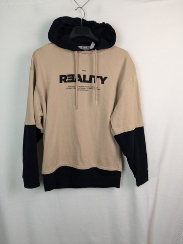 Asos Mens casual jumper long sleeve size small beige black hoodie
