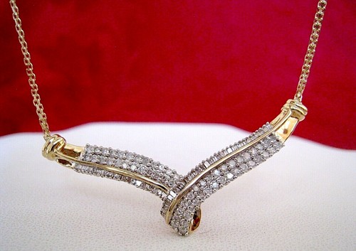 1,20 KTW 10K GELBGOLD DIAMANT PAVE SET HALSBAND HALSKETTE 18" - Bild 1 von 10