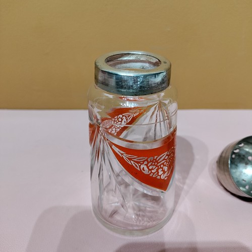 Antique Sugar Shaker Cut Glass With EPNS Silver Lid And Red Floral Detailing - Picture 9 of 12