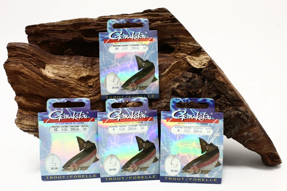 Gamakatsu 3610N Trout Forellenhaken Silber Gr. 2 4 6 8 10 12 Länge 200cm NEW