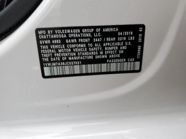 Volkswagen Passat 2018 velocímetro calibre OEM blanco 71000 millas NJ25-K41370 Foto 3 de 4