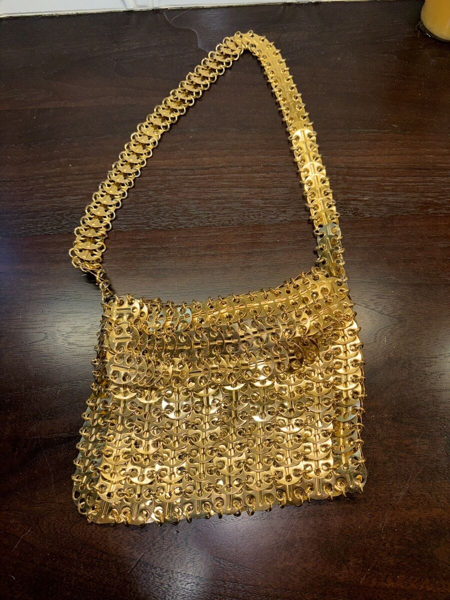 VINTAGE WALBORG PACO RABANNE Gold Metal Ring & Lame MOD BAG PURSE 60s | eBay VINTAGE WALBORG PACO RABANNE Gold Metal Ring & Lame MOD BAG PURSE 60s | eBay