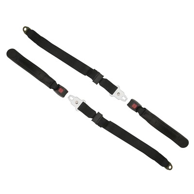 Black Non Retractable 62 Inch Lap Seat Belt for 1968-1969 Corvette Pair