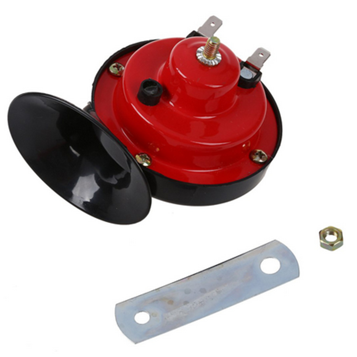 2Pcs 105DB Loud Dual-tone Snail Electric Air Horn Red Kits For Car Truck Auto