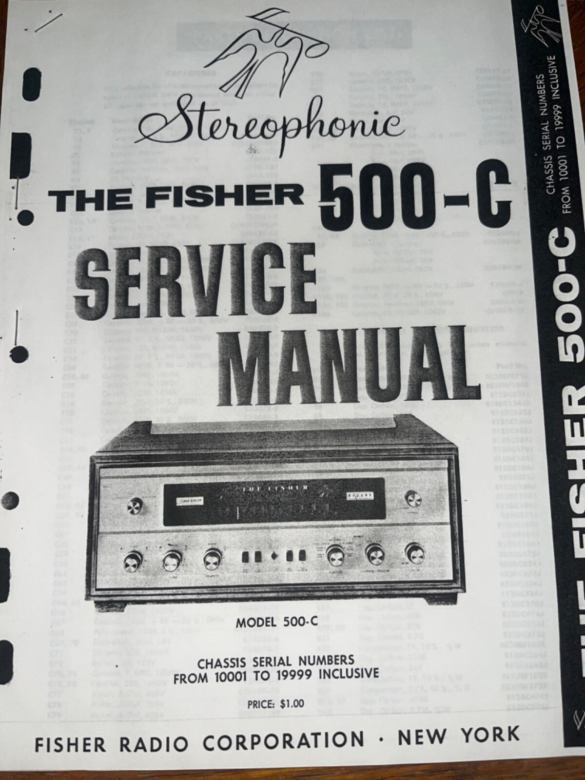 Fisher 500-C Service Manual Stereo Receiver Photocopy
