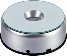 4" 7 LED Display Turntable Base for Crystals Glass Art, 7 Colorful Light Rotatin